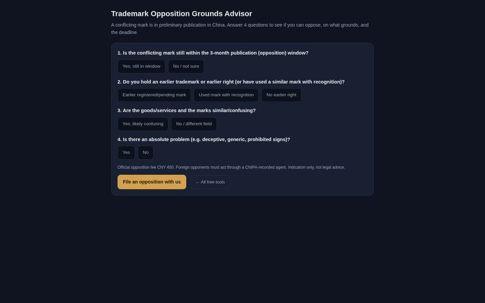 China trademark opposition grounds advisor
